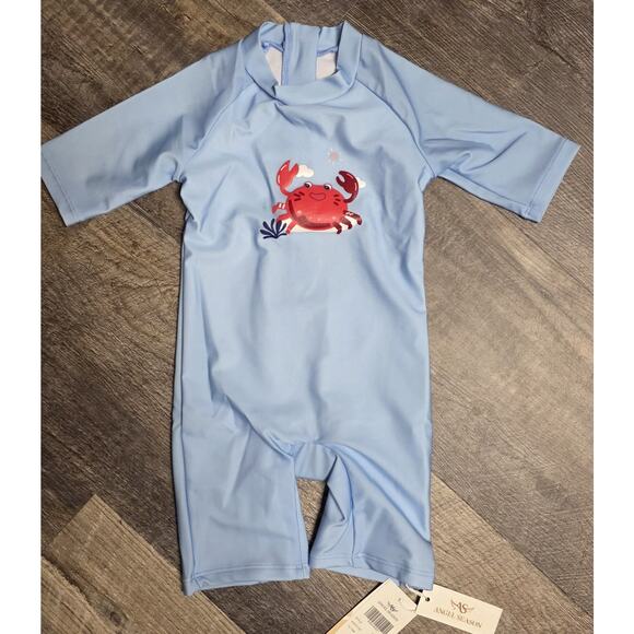 Angel Season Other - Angel Season Baby Boy One Piece Rash Guard Blue Crab Swimsuit 12-18M NWT